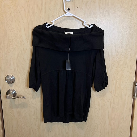 Ann Taylor Loft NWT off shoulder black knit top - Picture 1 of 3